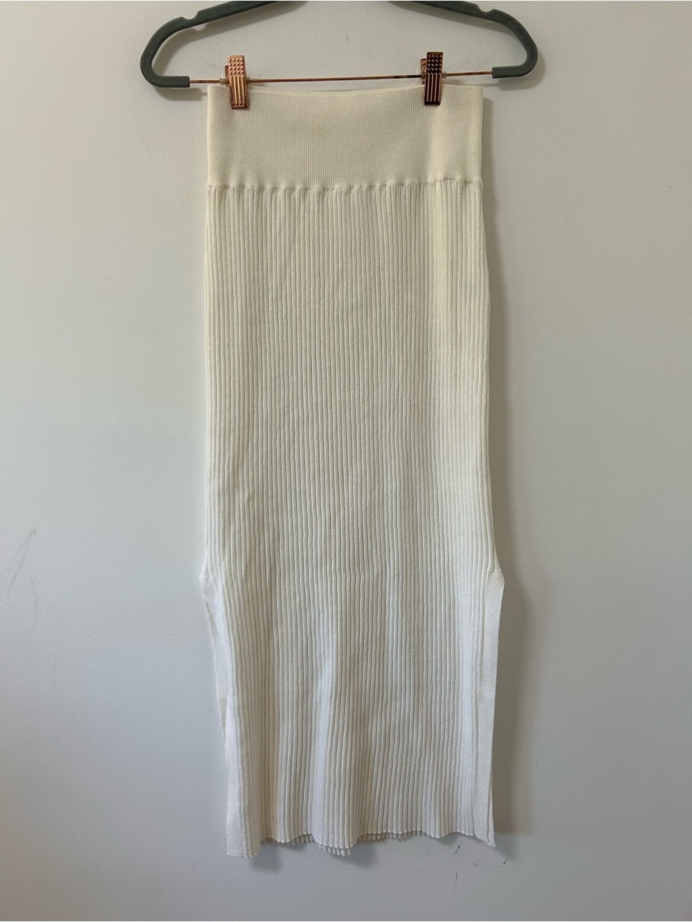 Named‎ cashmere Cream Ribbed Knit Pencil Midi Skirt small